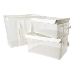 Xenos Opbergmand met handvatten - wit - 25x44x20 cm- Opbergbakken|Opbergboxen