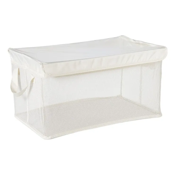 Xenos Opbergmand met handvatten - wit - 30x47x25 cm- Opbergbakken|Opbergboxen