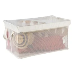 Xenos Opbergmand met handvatten - wit - 30x47x25 cm- Opbergbakken|Opbergboxen
