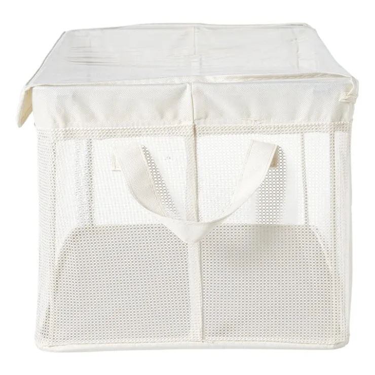 Xenos Opbergmand met handvatten - wit - 30x47x25 cm- Opbergbakken|Opbergboxen