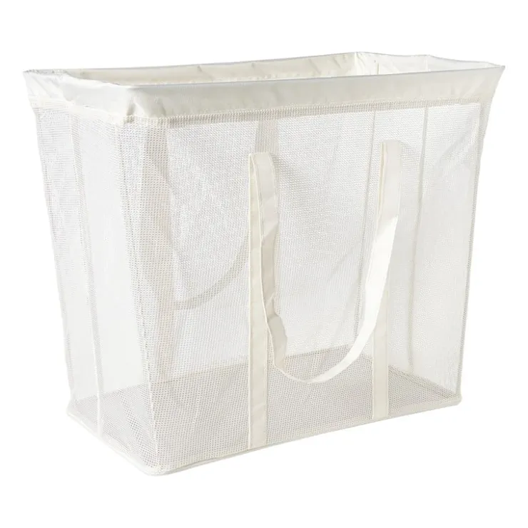 Xenos Opbergmand met handvatten - wit - 53x46x33 cm- Opbergbakken|Opbergboxen