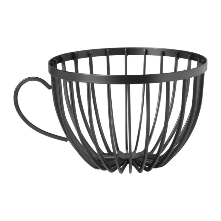 Xenos Opbergpot koffiecups - zwart - metaal- Koffie Accessoires