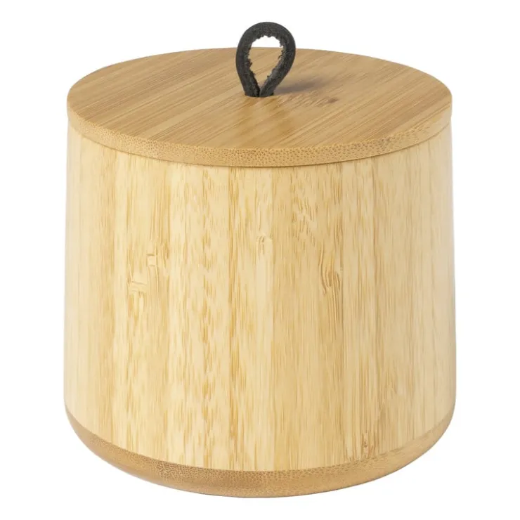 Xenos Opbergpotje bamboe - naturel - ø10.5x9 cm- Badkamer Accessoires