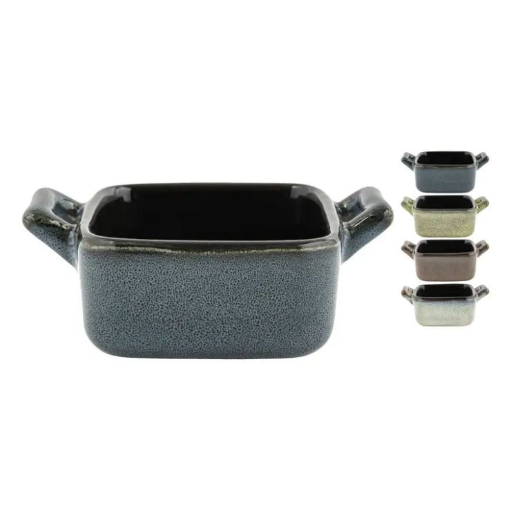 Xenos Ovenschaaltje met grepen s - diverse kleuren - 7x7x3 cm- Ovenschalen