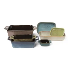 Xenos Ovenschaaltje met grepen s - diverse kleuren - 7x7x3 cm- Ovenschalen