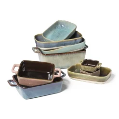 Xenos Ovenschaaltje met grepen s - diverse kleuren - 7x7x3 cm- Ovenschalen