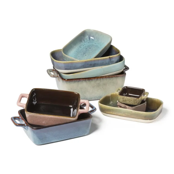 Xenos Ovenschaaltje met grepen s - diverse kleuren - 7x7x3 cm- Ovenschalen