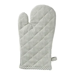 Xenos Ovenwant gestreept - groen/wit - 18x32 cm- Ovenwanten
