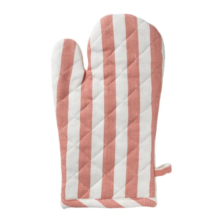 Xenos Ovenwant gestreept - oranje/wit - 18x32 cm- Ovenwanten