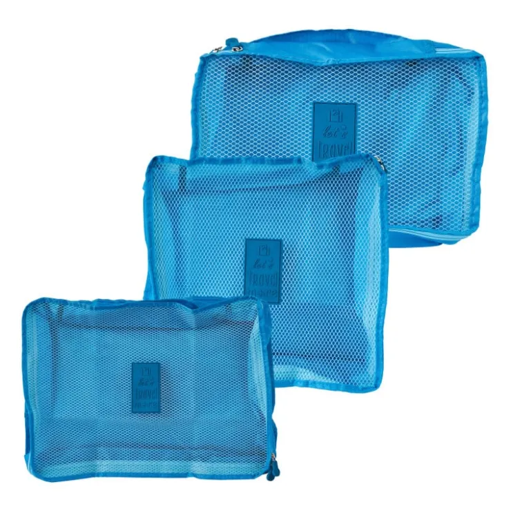 Xenos Packing cubes - blauw - set van 3- Koffer Organizers
