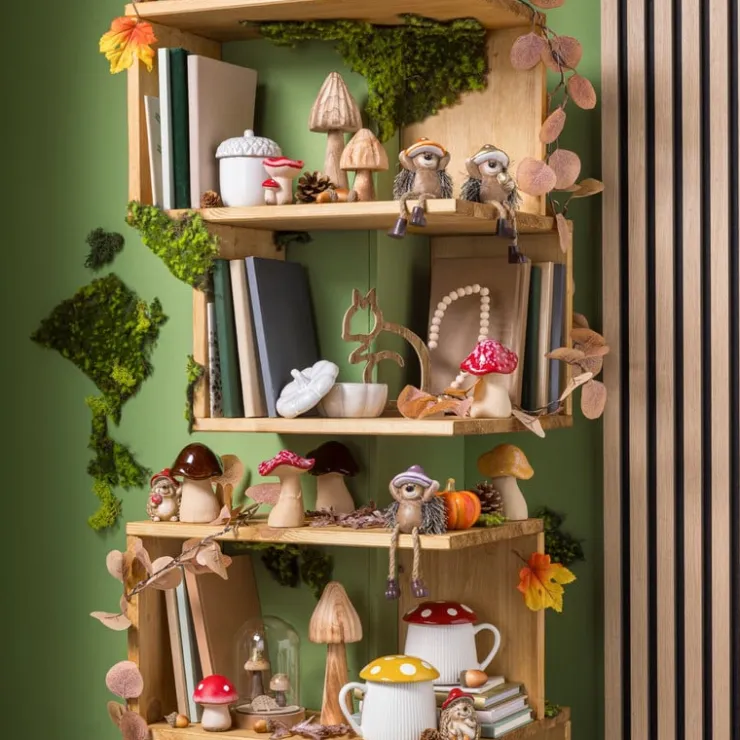Xenos Paddenstoel - hout - ø7x20 cm- Decoratieve Beelden