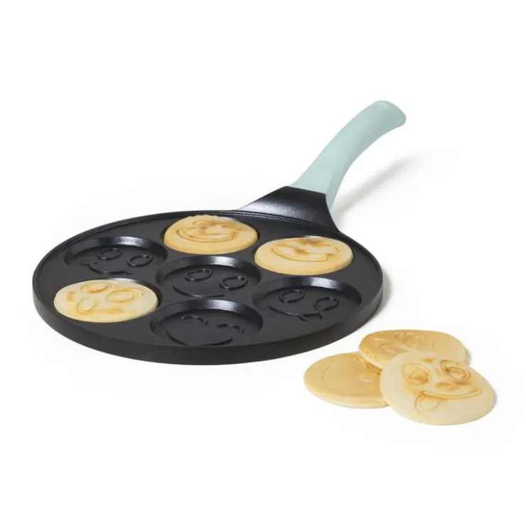 Xenos Pannenkoekenpan smileys - zwart/groen - ø26 cm- Pannen|Kerstcadeaus