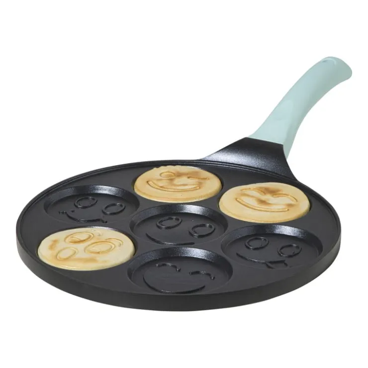Xenos Pannenkoekenpan smileys - zwart/groen - ø26 cm- Pannen|Kerstcadeaus