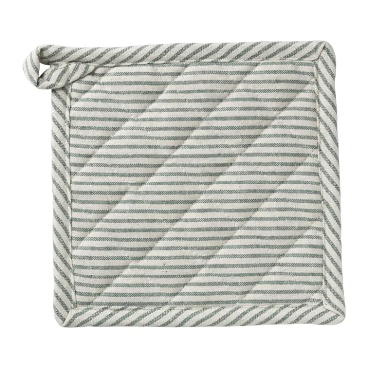 Xenos Pannenlap gestreept - groen/wit - 20x20 cm- Pannenlappen