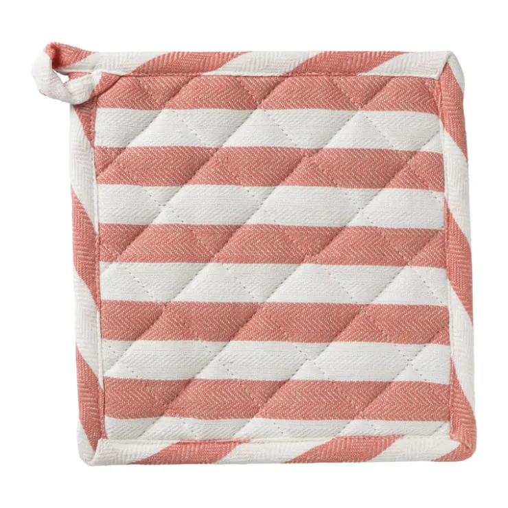 Xenos Pannenlap gestreept - oranje/wit - 20x20 cm- Pannenlappen