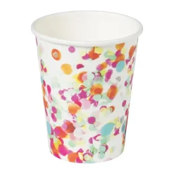 Xenos Papieren bekers - confetti - set van 8- Wegwerpservies|Kinderfeestjes