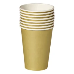 Xenos Papieren bekers - goudkleurig - set van 8- Wegwerpservies