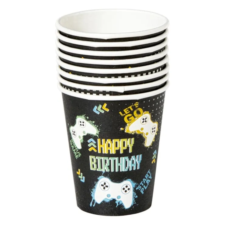 Xenos Papieren bekers - level up - set van 6- Kinderfeestjes