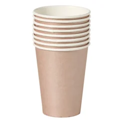 Xenos Papieren bekers - roségoudkleurig - set van 8- Wegwerpservies