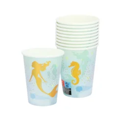 Xenos Papieren bekers zeemeermin - set van 10- Wegwerpservies|Kinderfeestjes