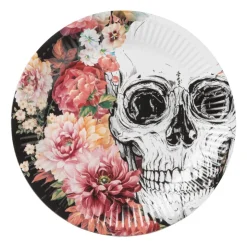 Xenos Papieren borden Day of the Dead - set van 10 - ø22x3 cm- Wegwerpservies