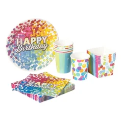 Xenos Papieren borden regenboog - set van 6 - ø23 cm- Wegwerpservies