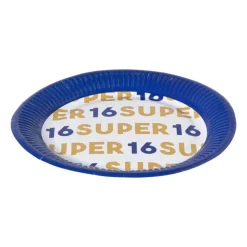 Xenos Papieren bordjes 16 jaar - blauw - set van 8- Wegwerpservies|Verjaardagen