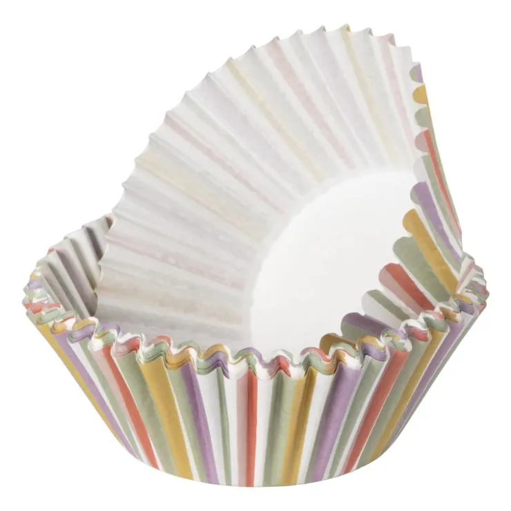 Xenos Papieren cupcake vormpjes stripes - set van 24 - ø11 cm- Bakvormen