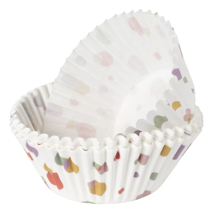 Xenos Papieren cupcake vormpjes dots - set van 24 - ø11 cm- Bakvormen