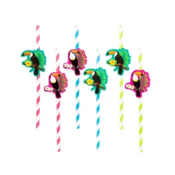Xenos Papieren rietjes toekan - set van 6- Rietjes