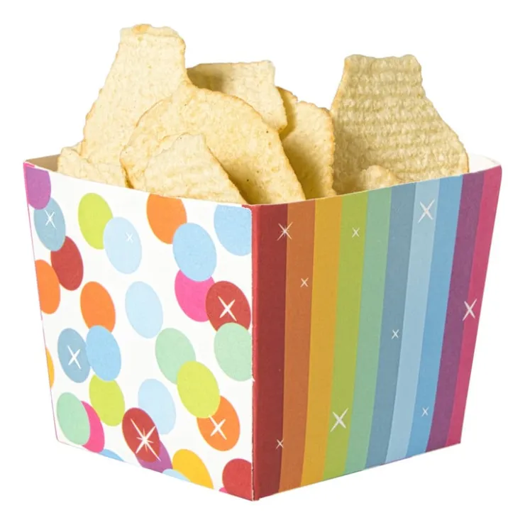 Xenos Papieren snackcups regenboog - set van 5 - ø8,5x9,5 cm- Wegwerpservies