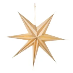 Xenos Papieren ster met licht - hout look - ⌀60 cm- Hanglampen
