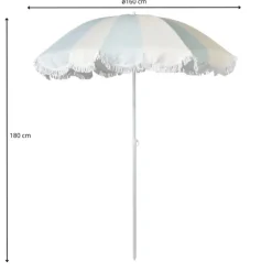 Xenos Parasol gestreept - lichtblauw/wit - ø160x180 cm- Parasols|Strandaccessoires