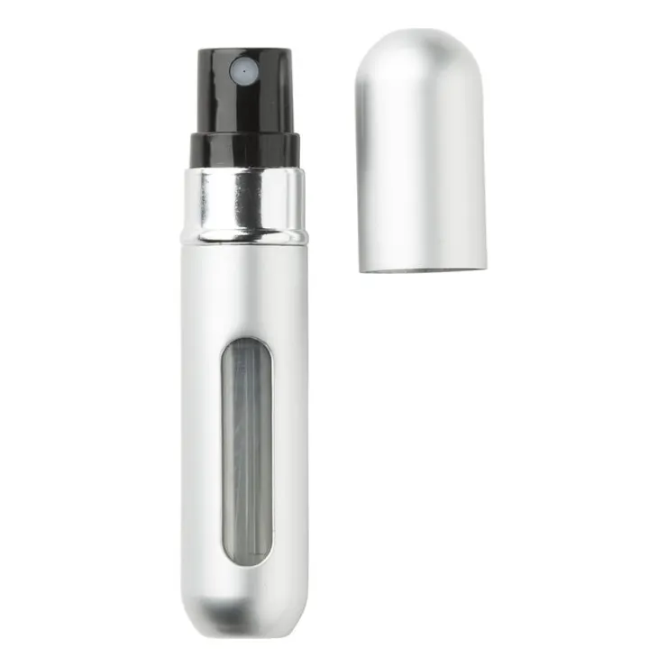 Xenos Parfum dispenser - zilverkleurig - 5 ml- Reisflesjes|Kerstcadeaus