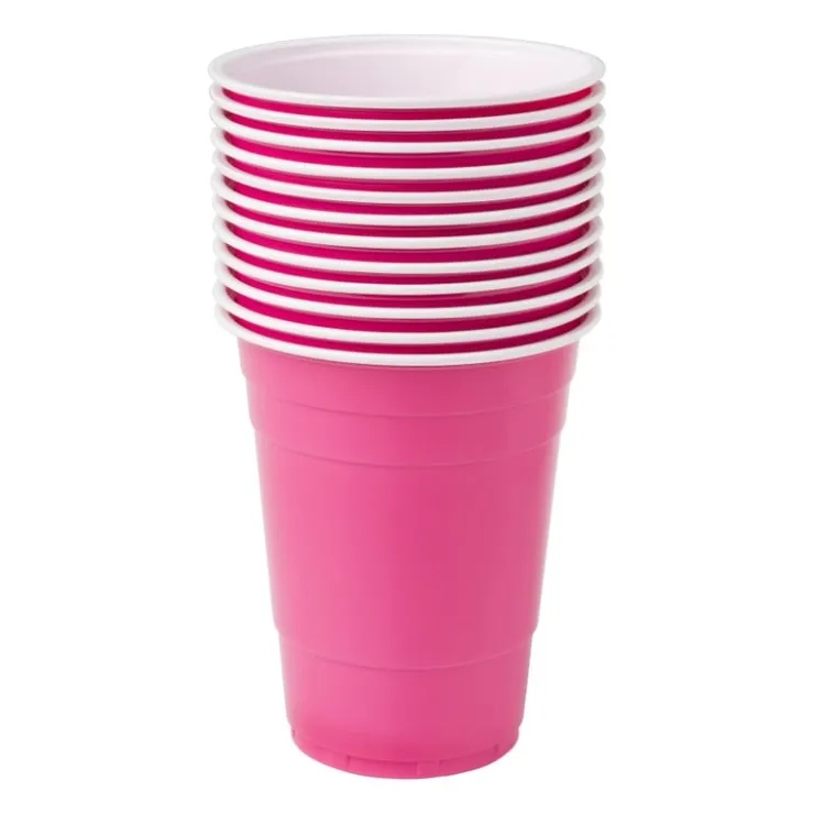 Xenos Partycup roze - 530 ml - 12 stuks- Wegwerpservies|Babyshower
