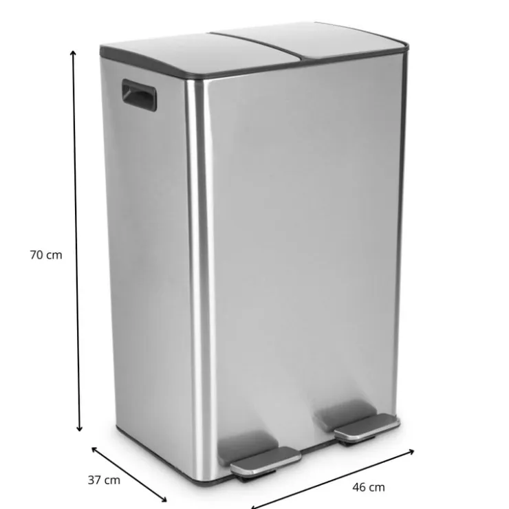 Xenos Pedaalemmer 2 vakken - 60 liter- Pedaalemmers|Prullenbakken