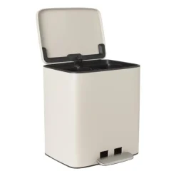 Xenos Pedaalemmer 2 vakken - beige - 2x 11.5 liter- Pedaalemmers|Prullenbakken