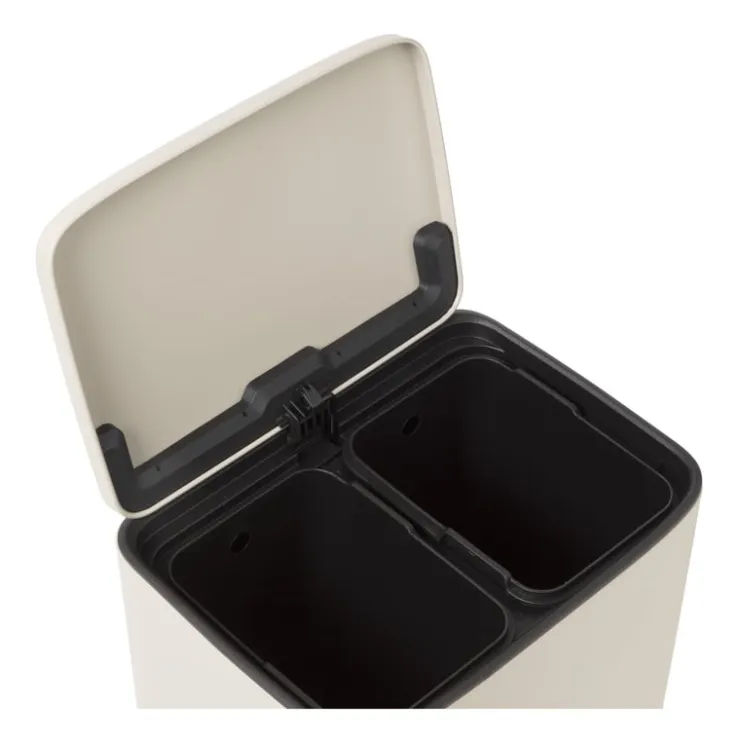 Xenos Pedaalemmer 2 vakken - beige - 2x 11.5 liter- Pedaalemmers|Prullenbakken
