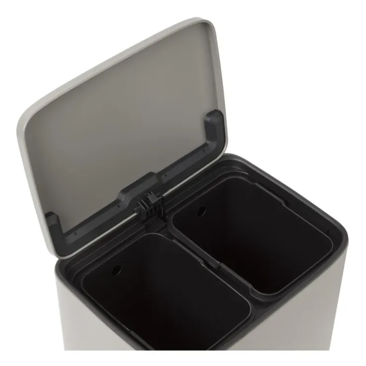 Xenos Pedaalemmer 2 vakken - grijs - 2x 11.5 liter- Pedaalemmers