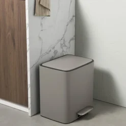 Xenos Pedaalemmer 2 vakken - grijs - 2x 11.5 liter- Pedaalemmers