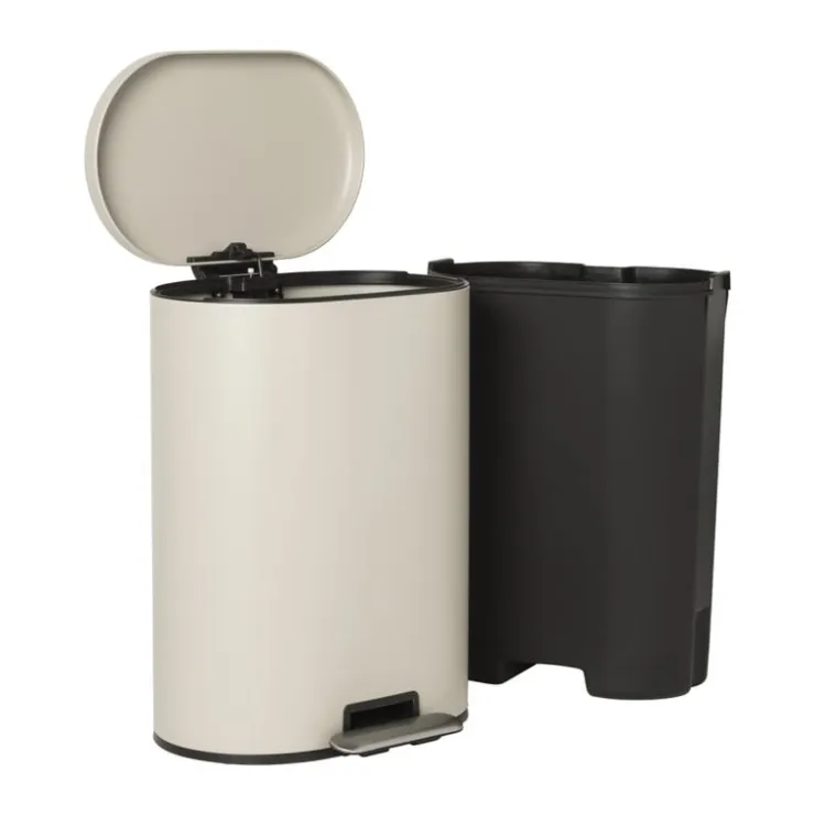 Xenos Pedaalemmer ovaal - beige - 50 liter- Pedaalemmers