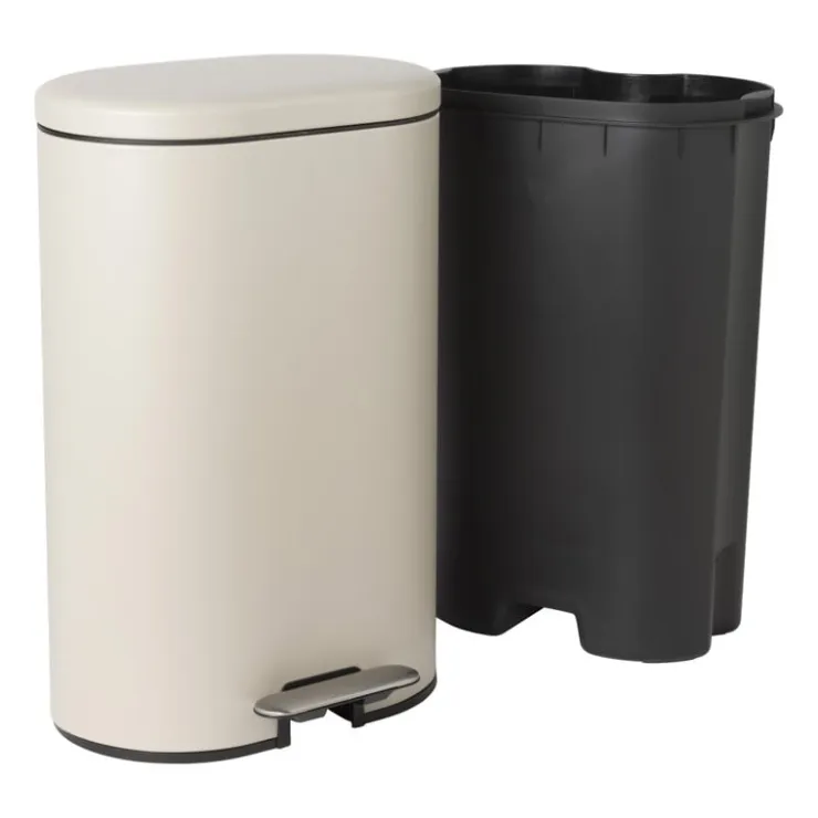 Xenos Pedaalemmer ovaal - beige - 30 liter- Pedaalemmers