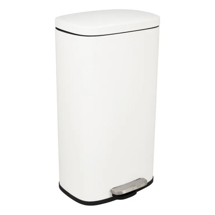 Xenos Pedaalemmer rechthoek - mat wit - 30 liter- Pedaalemmers|Prullenbakken