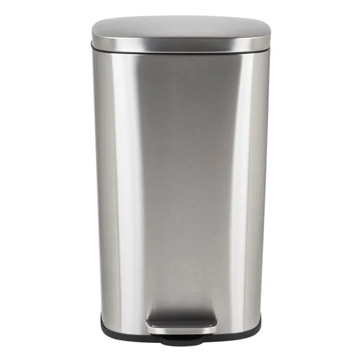 Xenos Pedaalemmer rechthoek - zilver - 30 liter- Pedaalemmers|Prullenbakken