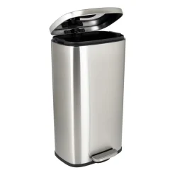 Xenos Pedaalemmer rechthoek - zilver - 30 liter- Pedaalemmers|Prullenbakken