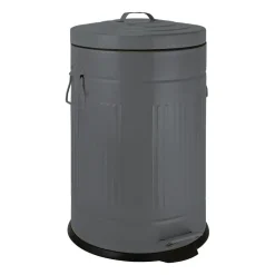 Xenos Pedaalemmer retro look - grijs - 12 liter- Badkamer Prullenbakken|Pedaalemmers