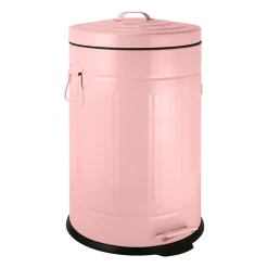 Xenos Pedaalemmer retro look - roze - 12 liter- Badkamer Prullenbakken|Pedaalemmers