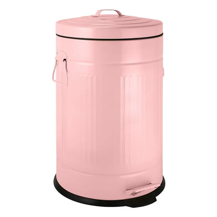 Xenos Pedaalemmer retro look - roze - 12 liter- Badkamer Prullenbakken|Pedaalemmers