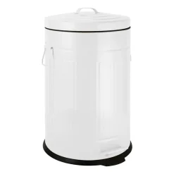 Xenos Pedaalemmer retro look - wit - 12 liter- Badkamer Prullenbakken|Pedaalemmers