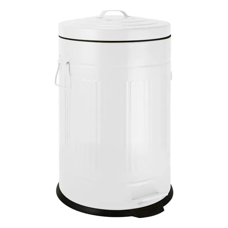 Xenos Pedaalemmer retro look - wit - 12 liter- Badkamer Prullenbakken|Pedaalemmers